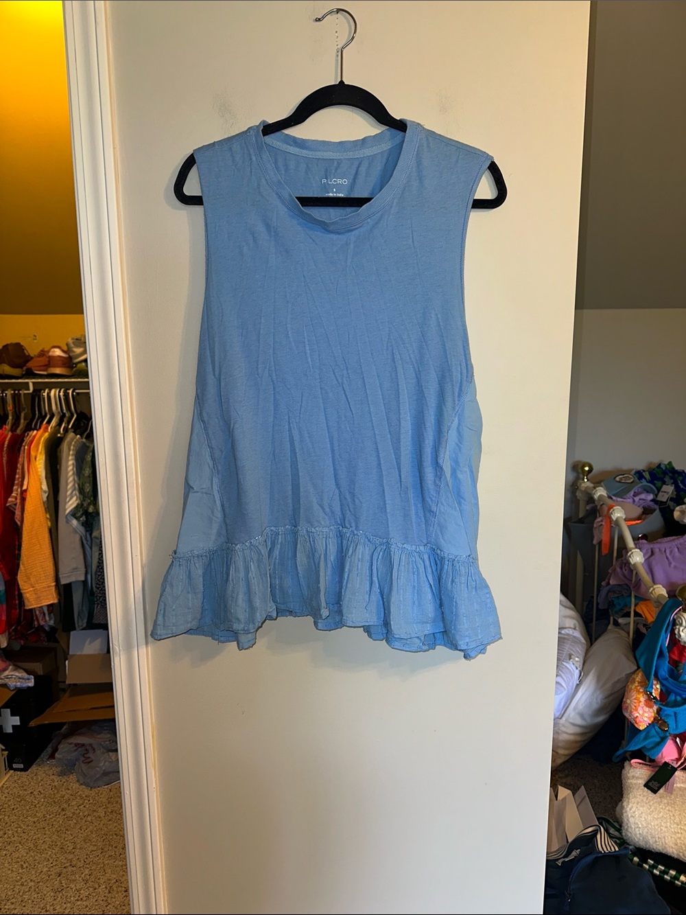 Pilcro size Small tank top with ruffle hem giving patchwork